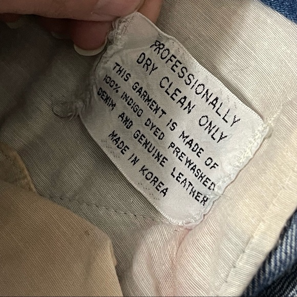 RARE VTG 1970’s OUI Wide Leg Leather
Patchwork Panel Bell Bottom Jeans 34/14 - Picture 7 of 9